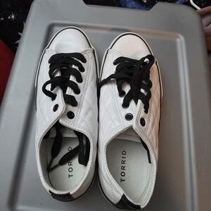 Torrid White and Black Quilted Sneakers